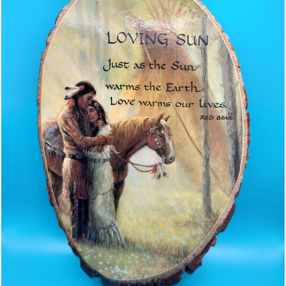 Vintage Loving Sun Red Bear Wood Slice Wall Plaque Harper’s Seneca Rocks USA
